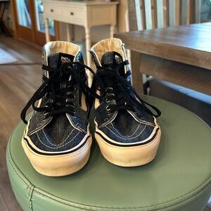 Vans denim blue high tops men’s 7.5/ woman size 9.0